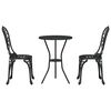 vidaXL Set Bistro da Giardino 3 pcs Nero Alluminio