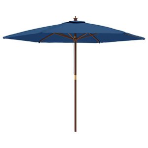 vidaXL Ombrellone da Giardino con Palo in Legno Azzurro 299x240 cm