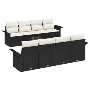 vidaXL Set Divano da Giardino 9 pz Nero polyrattan