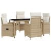 vidaXL Set da pranzo per esterni 5 pz Beige e Bianco Crema polyrattan