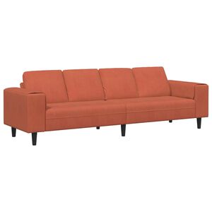 vidaXL Divano Rosso Arancio 250 x 77 x 76 cm Tessuto in Cords