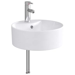 vidaXL Lavabo con rubinetto e scarico Cromato 40,5 x 40,5 x 15 cm