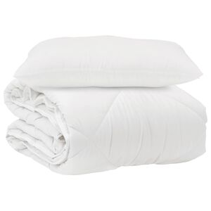 vidaXL Piumone con cuscino 2 pz Bianco Microfibra