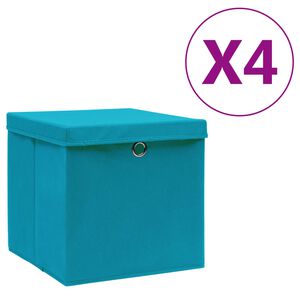 vidaXL Contenitori con Coperchi 4 pz 28x28x28 cm Azzurro