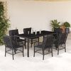 vidaXL Set da Pranzo da Giardino 7 pz Nero con Cuscini in Polyrattan