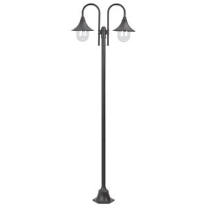 vidaXL Lampione da Giardino E27 220 cm in Alluminio 2 Lampade Bronzo