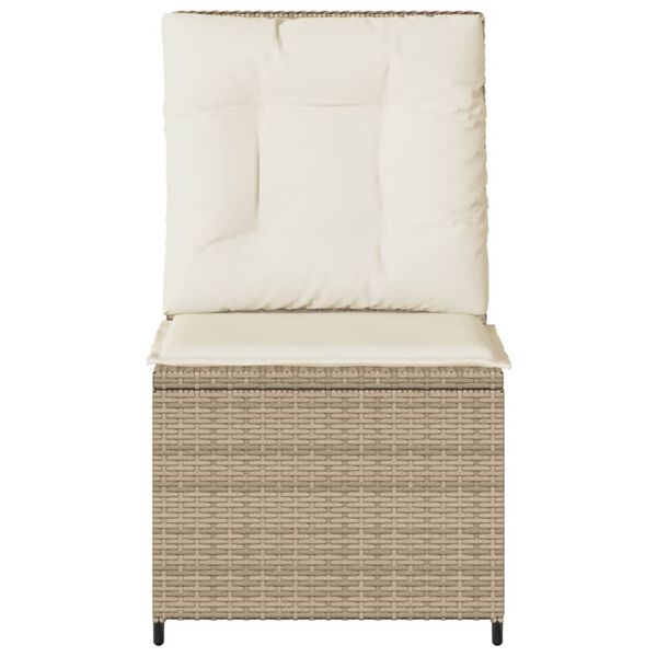 vidaXL Divano Reclinabile da Giardino con Cuscini Beige in Polyrattan