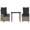 vidaXL Set da Pranzo da Giardino 3 pz con Cuscini in Polyrattan Grigio