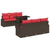 vidaXL Set Divano da Giardino con cuscino 7 pcs Marrone Poly Rattan
