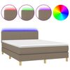vidaXL Letto a Molle con Materasso e LED Tortora 140x190 cm in Tessuto