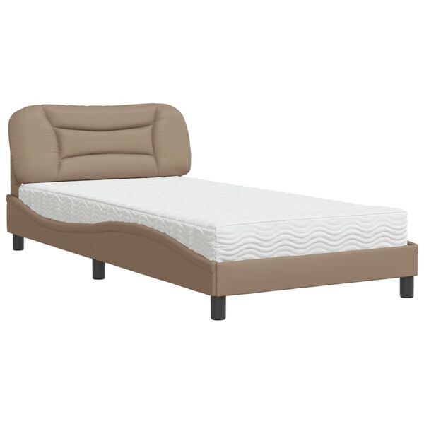 vidaXL Letto con Materasso Hvar Cappuccino 100x200cm Similpelle