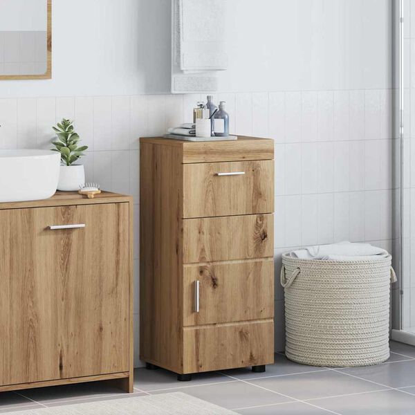 vidaXL Set di Armadi da Bagno con cassetto TULUM Rovere artigianale