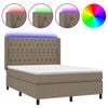 vidaXL Letto a Molle con Materasso e LED Tortora 140x200 cm in Tessuto