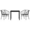 vidaXL Set da Pranzo per Giardino 3 pcs Nero polyrattan