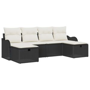 vidaXL Set di divani con cuscino 6 pcs Nero e Crema polyrattan