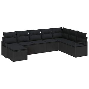 vidaXL Set di divani con cuscino 8 pcs Nero polyrattan