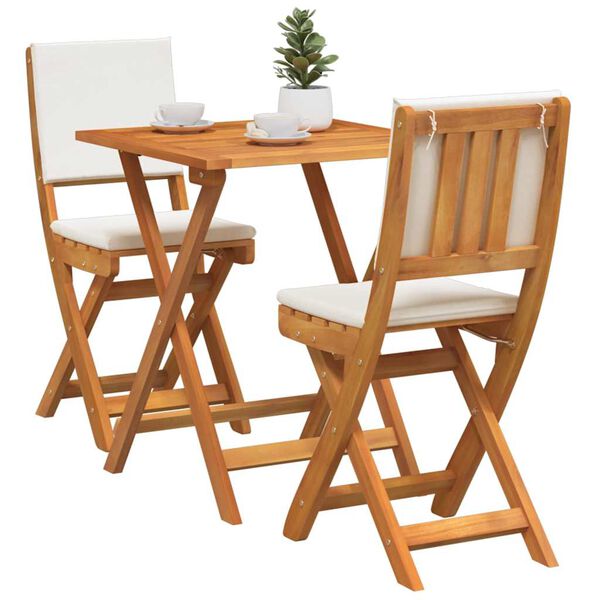 vidaXL Set bistrot 3 pcs Olio Naturale Legno di Acacia Massello