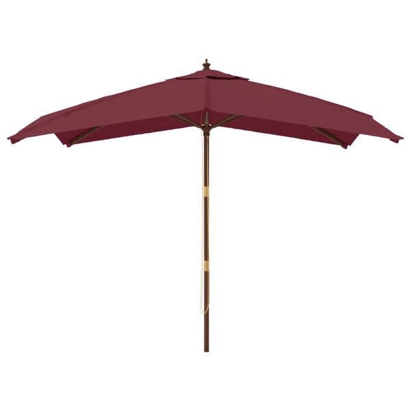 vidaXL Ombrellone da Giardino Palo Legno Rosso Bordeaux 300x300x273 cm