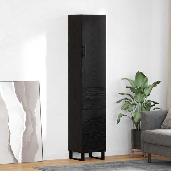 vidaXL Credenza Rovere Nero 34,5 x 34 x 180 cm Legno multistrato