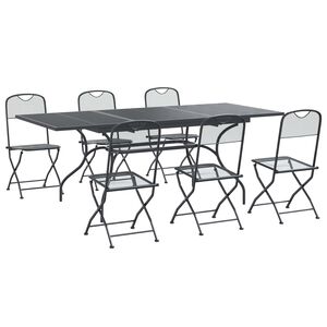 vidaXL Set da Pranzo per Giardino 7 pz Antracite Rete e Acciaio