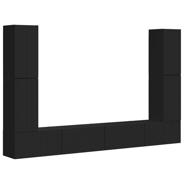 vidaXL Set mobile TV 8 pcs Nero Legno multistrato