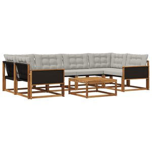 vidaXL Set di divani da esterno 7 pcs Naturale e Grigio Chiaro