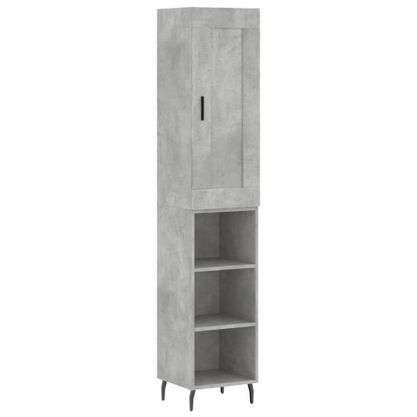 vidaXL Credenza Grigio Cemento 34,5x34x180 cm in Legno Multistrato