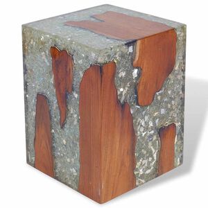 vidaXL Sgabello in Legno Massello di Teak e Resina