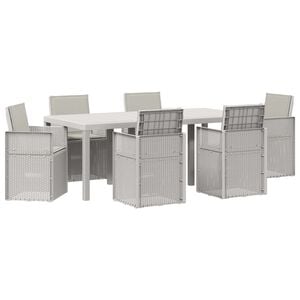 vidaXL Set da Pranzo per Giardino 7 pz Bianco e Grigio Chiaro PP