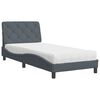 vidaXL Letto con Materasso Grigio Scuro 90x200 cm in Velluto