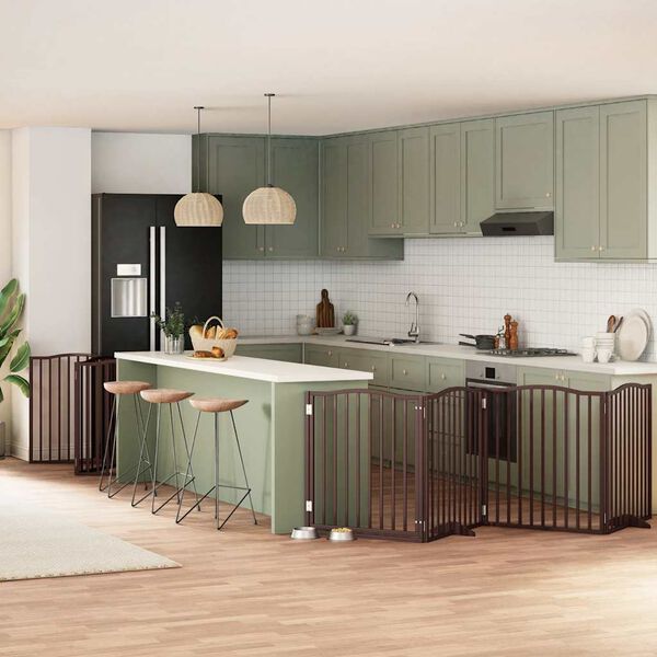 vidaXL Cancello Cani Porta Pieghevole Marrone 10 Pannelli 800cm Pioppo