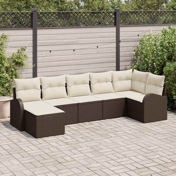 vidaXL Set Divano da Giardino 7 pcs Marrone Poly Rattan