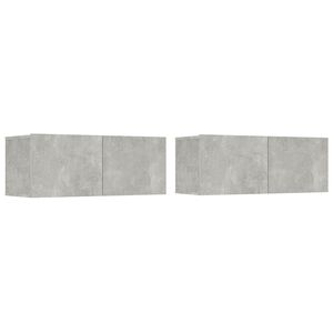 vidaXL Mobili TV 2 pz Grigio Cemento 80x30x30 cm in Legno Multistrato