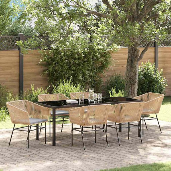 vidaXL Set da Pranzo per Giardino con cuscino 7 pcs Marrone