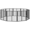 vidaXL Cancello per cani 10 pcs Nero 60 x 60 cm Acciaio zincato