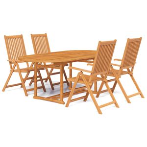 vidaXL Set da Pranzo da Giardino 5 pz in Legno Massello di Acacia 150-200 cm
