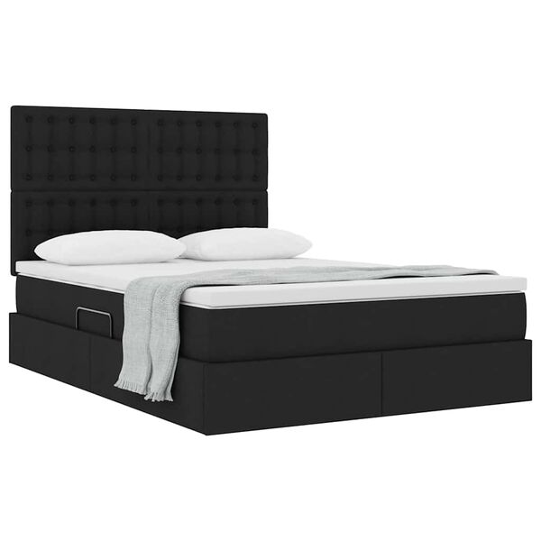 vidaXL Letto con contenitore e materasso Nero 140 x 190 cm Poliestere