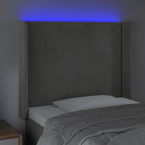 vidaXL Testiera a LED Grigio Chiaro 83x16x118/128 cm in Velluto