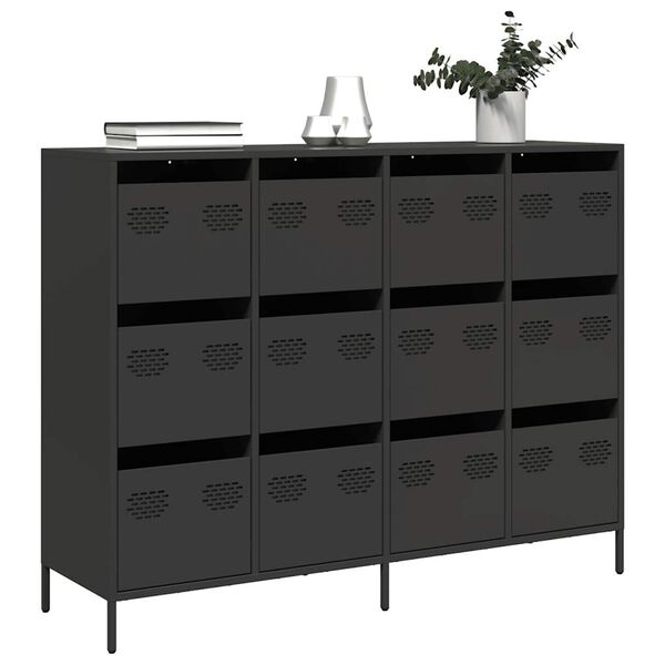 vidaXL Credenza Nera 135x39x103,5 cm in Acciaio Laminato a Freddo