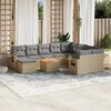 vidaXL Set Divano da Giardino 11 pz con Cuscini Beige Misto Polyrattan