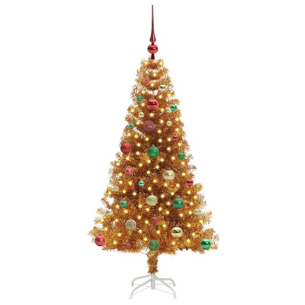 vidaXL Albero di Natale con 150 LED con supporto Oro 150 cm PET