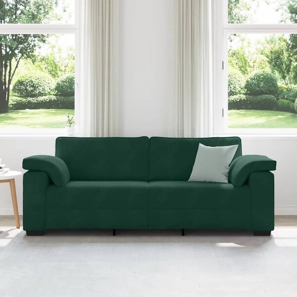 vidaXL Divano a 3 Posti Verde Scuro 220x77x82 cm in Velluto