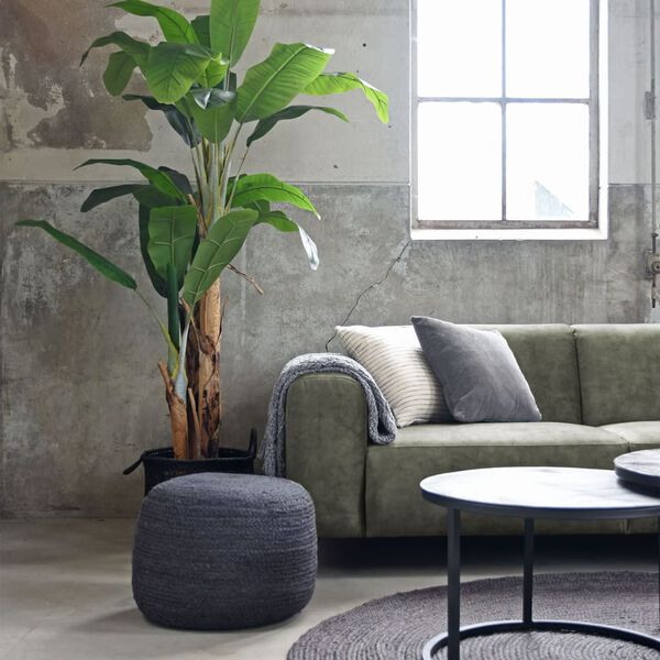 LABEL51 Tappeto Jute Rotondo 180x180 cm XXL Antracite