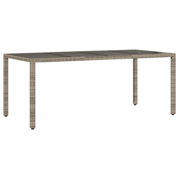 vidaXL Tavolo da Giardino Piano in Vetro Grigio 190x90x75cm Polyrattan