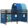 vidaXL Letto a Soppalco con Tunnel Bambini Blu 90x200cm Massello Pino