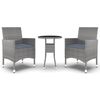 vidaXL Set da Pranzo per Giardino 3 pz in Polyrattan Grigio