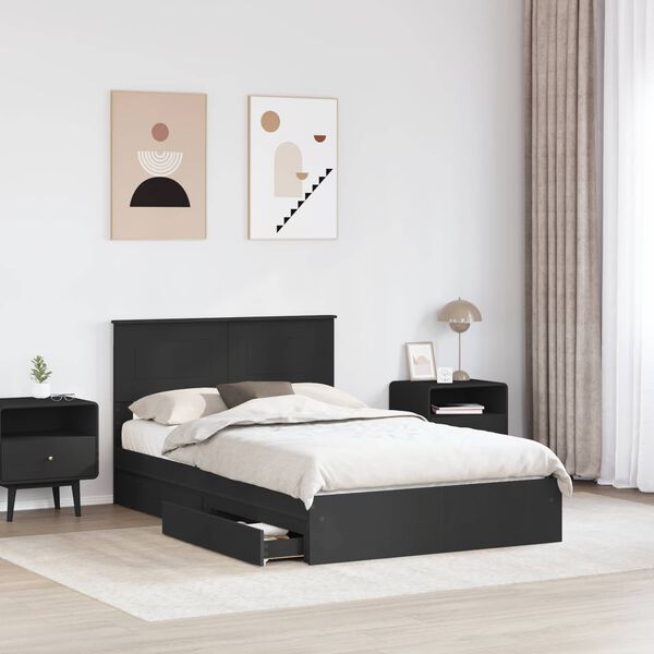 vidaXL Letto con Contenitore Nero 135 x 190 cm Legno multistrato