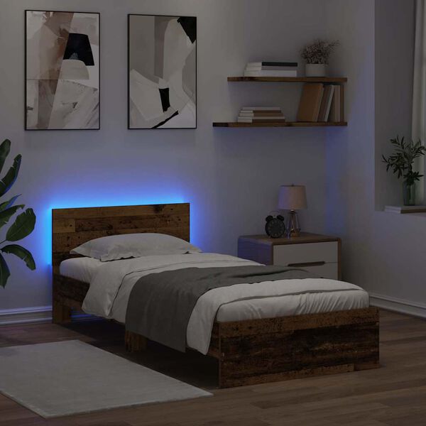 vidaXL Struttura del letto con testiera Legno vecchio 100 x 200 cm