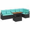 vidaXL Set Divano da Giardino 7 pz 6-Numero di posti Nero e Teal
