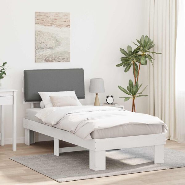 vidaXL Letto con Testiera Rivestita Grigio chiaro 90 x 200 cm